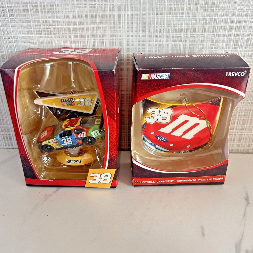 Trevco NASCAR Christmas Ornament Lot Elliott Sadler #38 Car & Hood TT‎